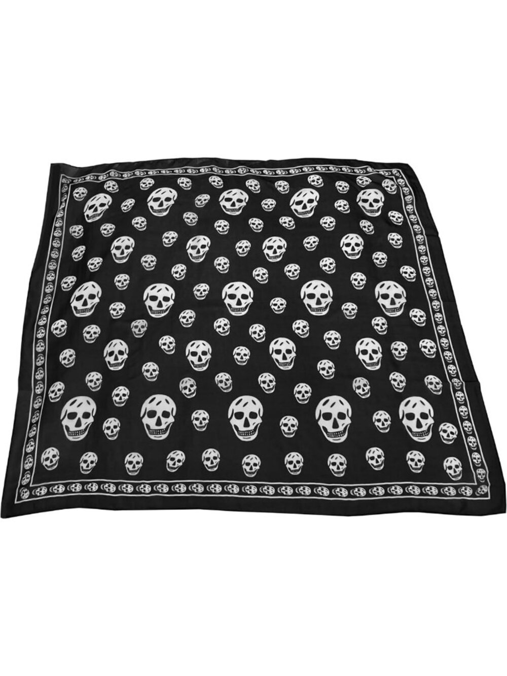 Gothic Skull Pattern Silk Chiffon Scarf, 36" Square, Unisex Punk Accessory